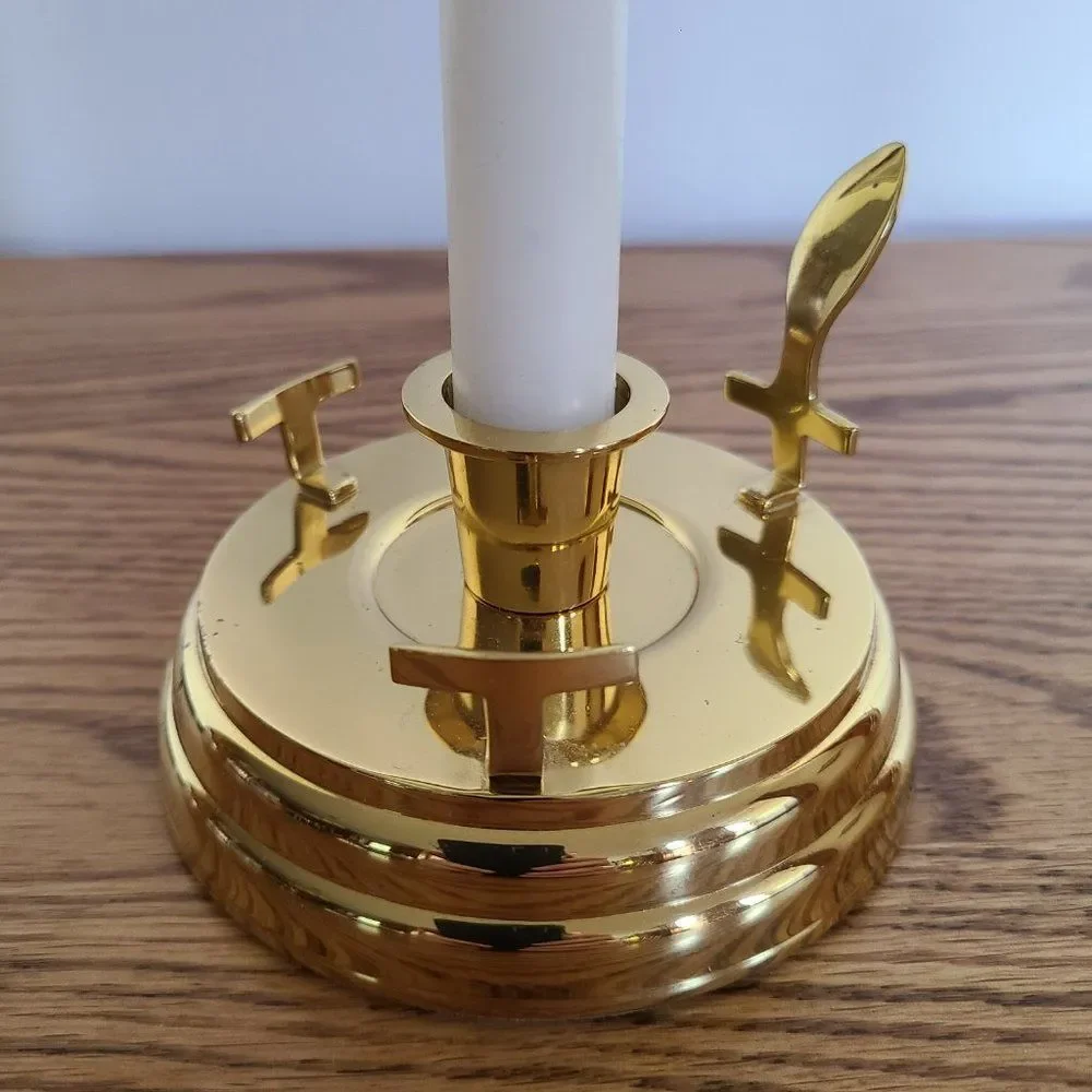 PartyLite Contessa Brass Hurricane Taper Candleholder For Candles / Glass Votive